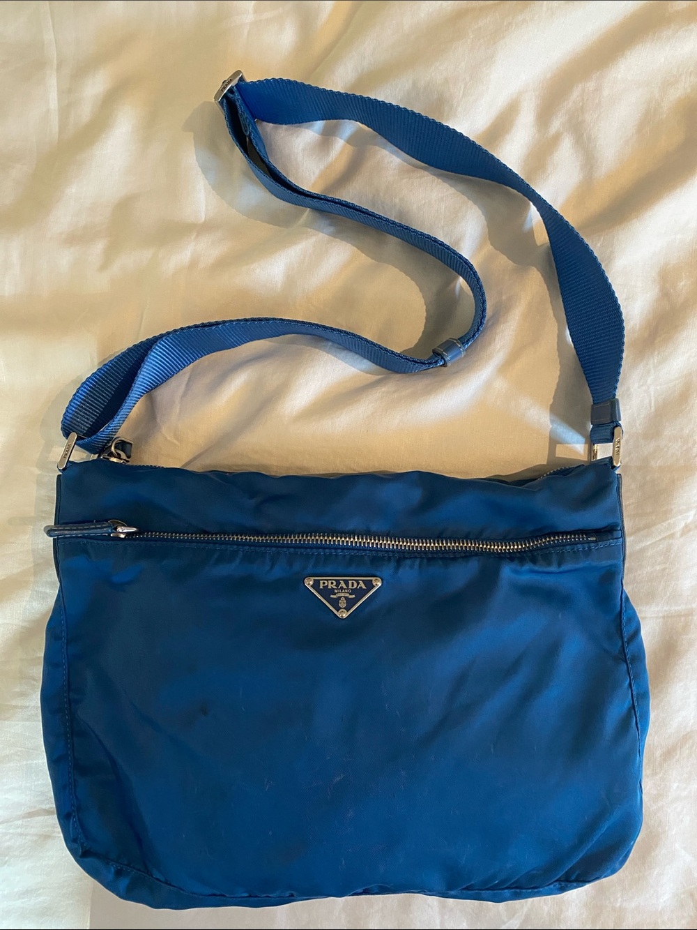 Vintage Prada Teal-Blue Nylon Crossbody Shoulder Bag - Picture 3 of 11